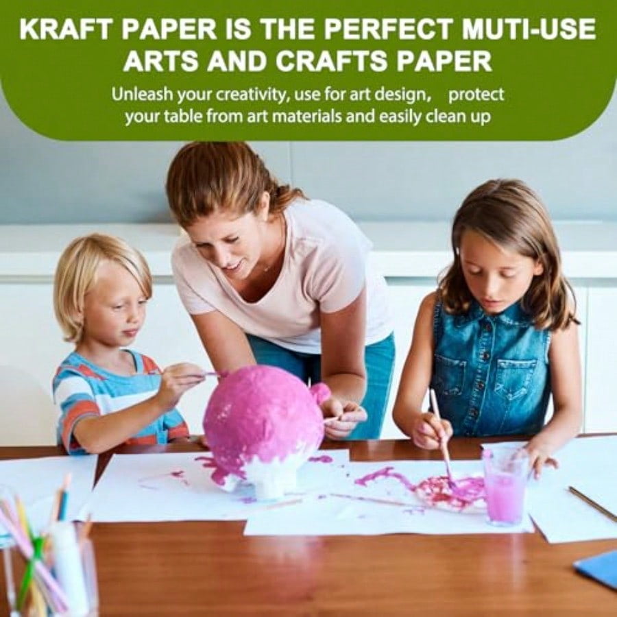 36 x 2400 200' White Wrapping Paper Roll Kraft Packing Paper Roll for Gift Wrapping Craft Bulletin Board Banner Art Bouquet Flower Packing Moving Shipping 75GSM