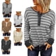thumbnail image 4 of Tops De Moda Para Mujer, Tops De Manga Larga Con Cuello Redondo Cómodos Y Elegantes Con Estampado De Rayas Para El Trabajo Para Viajes Para Dama ANGGREK Otros, 4 of 6