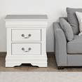 thumbnail image 4 of Solid Rubberwood Nightstand, No Assembly Required End Table with 2 Drawers & Metal Handles, Vintage Accent Table for Bedroom, Living Room, White, 4 of 10