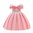 thumbnail image 1 of HAWEE Robe de Demoiselle d'Honneur pour Petite Fille, Nœud, Pageant, Fête, Mariage, Robes Formelles, Bal, Robes de Soirée pour 3-8 Ans, 1 of 7