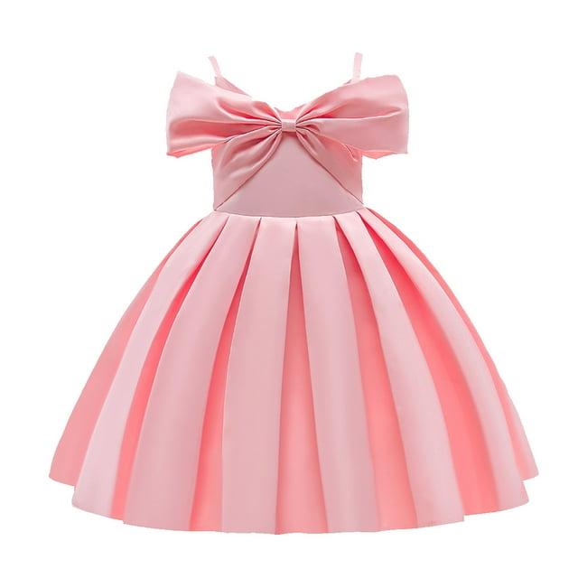 HAWEE Robe de Demoiselle d'Honneur pour Petite Fille, Nœud, Pageant, Fête, Mariage, Robes Formelles, Bal, Robes de Soirée pour 3-8 Ans