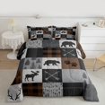 thumbnail image 2 of Homewish Cute Bear Paws Bedding Comforter Set,Jungle Wildlife Moose Twin Comforter Sets,Brown Black Bedding Set For Kids,Microfiber Bedroom Decor Reversible,2pcs, 2 of 8