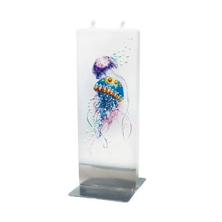 Flat Havdalah Candle - Flatyz Handmade Lithuanian Twin Wick Unscented Thin Flat Candle- Jellyfish