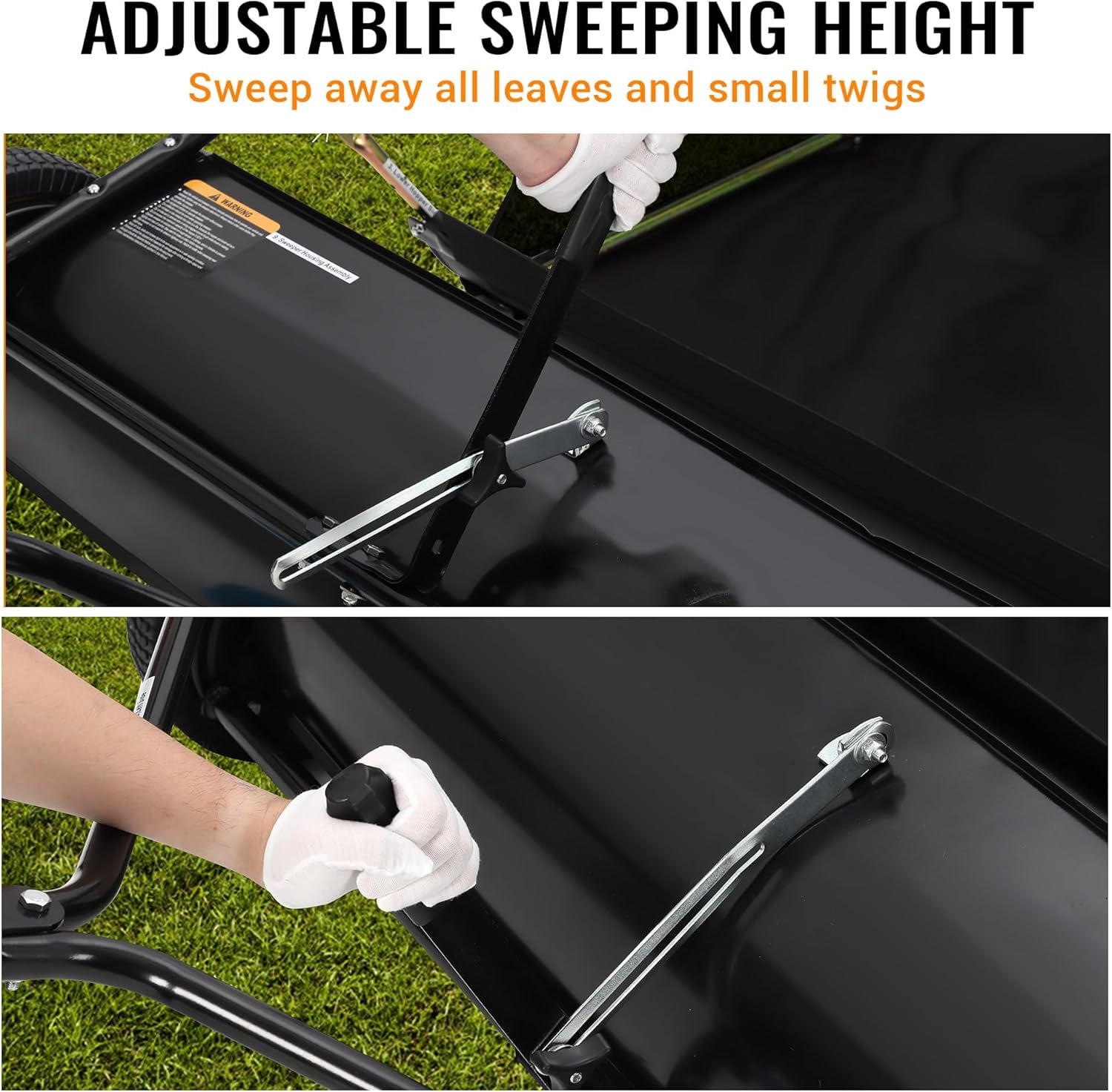 EastVita 44 Inch 25 Cu.Ft Large Capacity Heavy Duty Leaf Grass Collector Tow Behind Lawn Sweeper