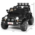 thumbnail image 2 of Costway 12V Kids Ride On Car 2 Seater Truck RC Electric Vehicles w/ Storage Room Black, 2 of 10