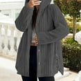 thumbnail image 4 of Stichou Womens Fall Winter Fleece Linened Hoodies Long Sleeve Button Down Jackets with Pockets Oversized Sherpa Fuzzy Warm Coats Dark Gray M, 4 of 7