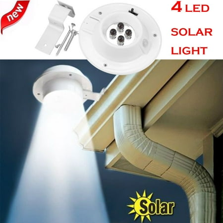 Gutter Light - New 4 LED Solar Powered Gutter Light Outdoor/Garden/Yard/Wall/Fence/Pathway Lamp