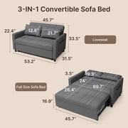 Sofa Bed, Lofka 70 Convertible 3-in-1 Sleeper Sofa Bed for Living Room and Small Space,Dark Grey