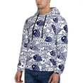 thumbnail image 3 of Picia Blue Fish1 Pattern Casual Men's Hoodie - Lightweight Hooded Sweatshirt with Kangaroo Pocket, Comfortable Pullover for Everyday, Travel-3X-Large, 3 of 7