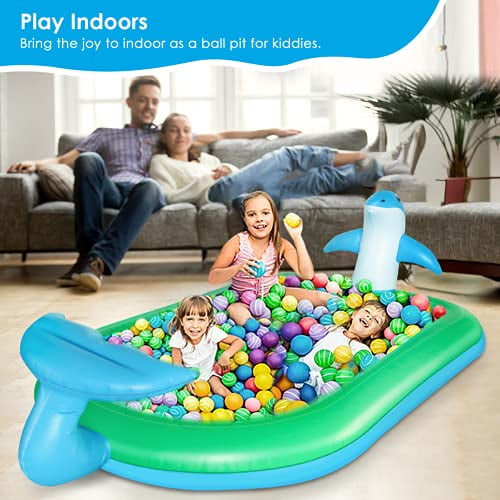 Summer Pool Toys for Outdoor Indoor Garden Backyard Party 75 x 26 Swimming Pool Toys for Kids Toddlers Boys Girls Kiddie HAOERLING Inflatable Pool with Dolphin Sprinkler