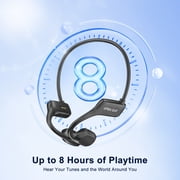 TOPVISION Open Ear Bone Conduction Headphones, Wireless Bluetooth Headset with Built-in Microphones, 8Hr Playtime, Waterproof Sports Headphones for Running Workout Gym