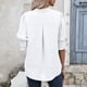 thumbnail image 5 of Camisa de gasa con cuello en V de color sólido informal de verano para mujer OAVQHLG3B Store lin121212, 5 of 5