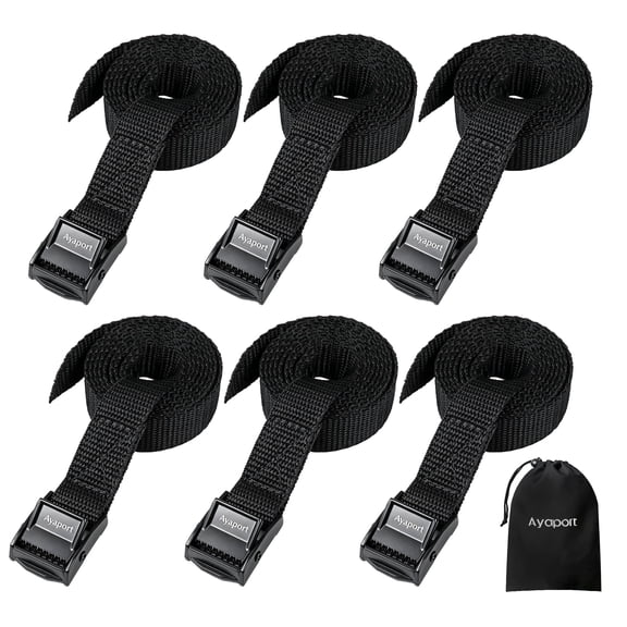 Ayaport Cam Buckle Lashing Straps 0.75"x4ft, for Cargo,Luggage,Kayak, 6Pack