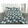thumbnail image 2 of Ambesonne Chrysanthemum Quilted Bedspread Set 3 Pcs, Delicate Floral Print, Twin, Cadet Blue Ivory, 2 of 4