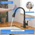 thumbnail image 4 of BWE Touchless Kitchen Faucet with Pull Out Sprayer 3 Spray Modes Oil Rubbed Bronze Single Handle High Arc Kitchen Sink Faucet with Deck Plate Lead-Free Commercial Bar Farmhouse Pull Down Sprayer, 4 of 6