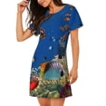 thumbnail image 2 of Balery Colorful Coral Reef Camisón de manga corta con cuello redondo para mujer, cómodo y elegante., 2 of 6