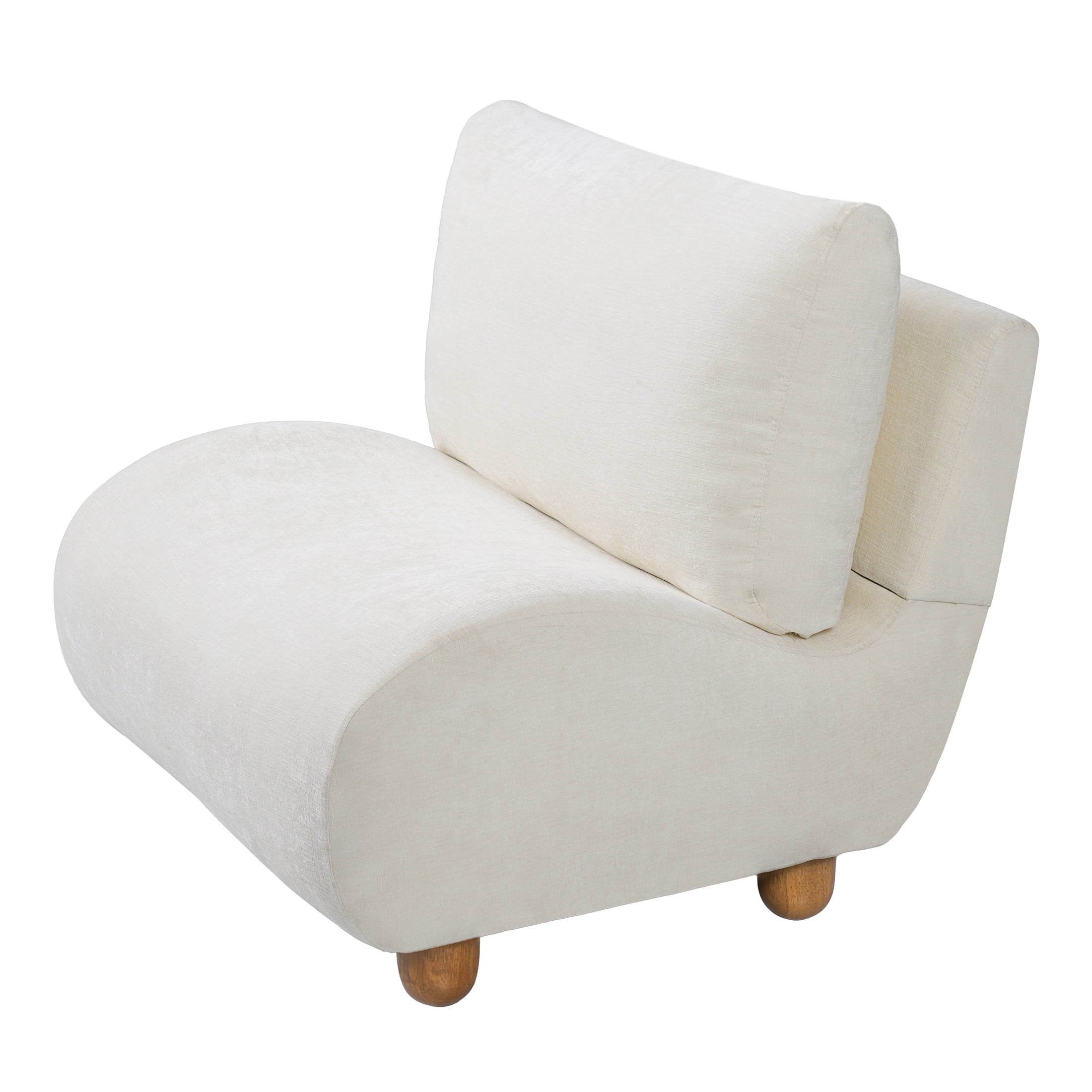 Christopher Knight Home 30.1" Modern Curved Accent Chair, Linen Upholstered with Wood Legs, Beige White