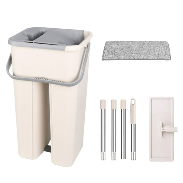 Juego de cubos de fregona plana, fregona de microfibra autolavable, reutilizable, seco, húmedo, para lavar pisos, 1 paño Speravity HA005096-01