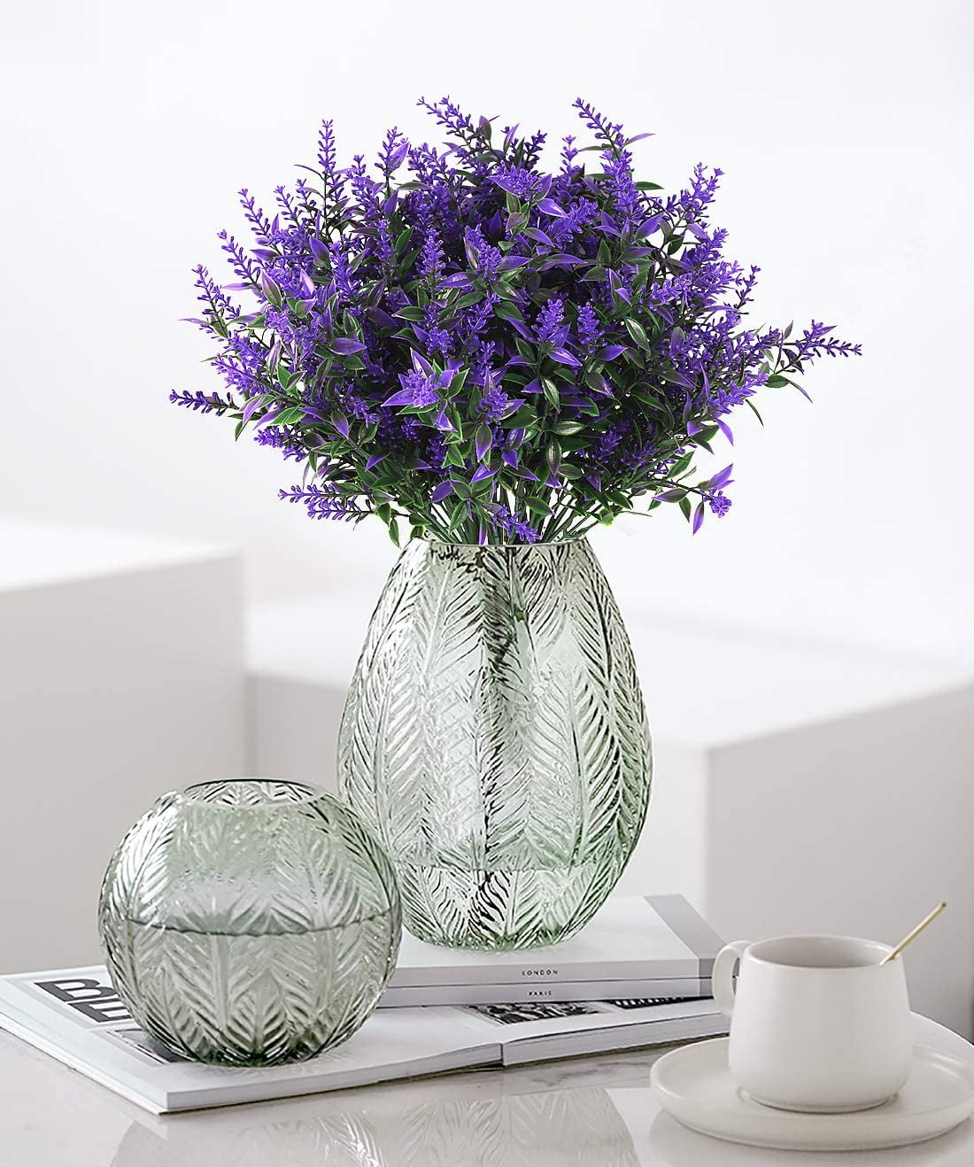 RECUTMS 8 Bundles Purple Artificial Flowers Plants Lavender Flower