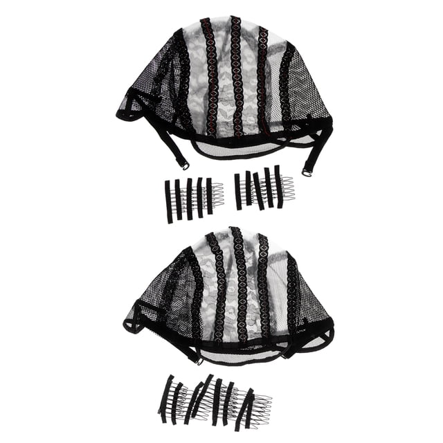 20 Piezas de Peluca Duraderos Y 2 Piezas de Gorras de Pelucas de Gorro de Peluca de Tejido de Malla Elástica shamjiam Pinzas para el cabello para gorro de peluca