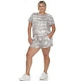 thumbnail image 3 of White Mark Women's Plus Size 2 Piece Top & Shorts Lounge Set, 3 of 6