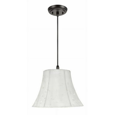 Aspen Creative 70098-11 One-Light Hanging Pendant Ceiling Light with Transitional Bell Fabric Lamp Shade, Beige, 13" width