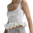 thumbnail image 2 of Women'S Bubble Hem Tank Top Scoop Neck Backless Sleeveless Patchwork Peplum Going Out Babydoll Shirts White XL, 2 of 8