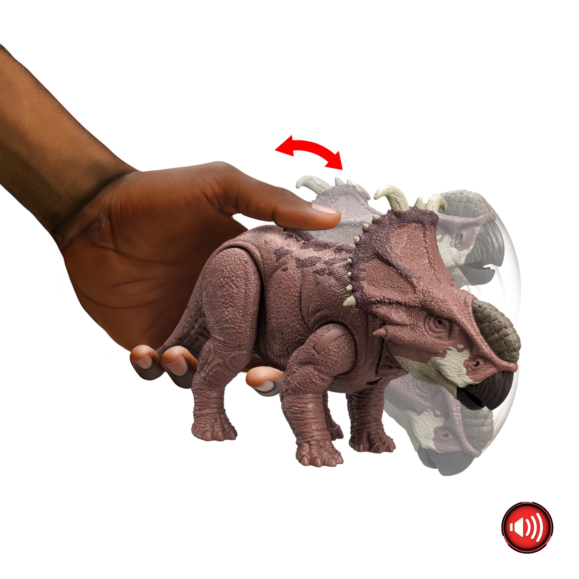 Jurassic World Wild Roar Pachyrhinosaurus Dinosaur Action Figure Toy, Head Strike Attack & Sound