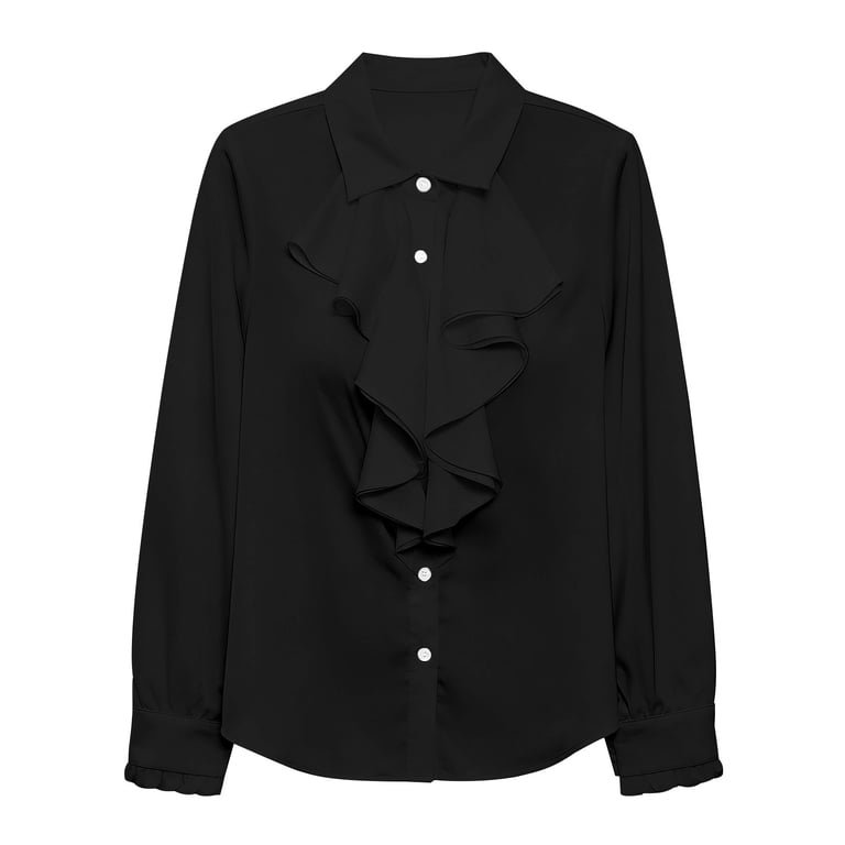 Yigetop Dressy Tops for Women Women's Button Down Front Long Sleeve Shirts Casual Lapel Neck Blouse Business Work Tops Ladies Tops and Blouses Black S Yigetop Dressy Tops for Women Women's Button Down Front Long Sleeve Shirts Casual Lapel Neck Blouse Business Work Tops Ladies Tops and Blouses Black S
