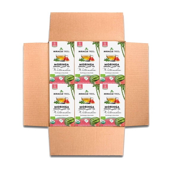 Miracle Tree 6 Count, Organic Moringa Tea, 25 Enveloped Tea Bags, Watermelon