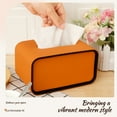 thumbnail image 4 of FKSZLL Rectangular Tissue Box Cover PU Leather Tissue Box Holder with Black Edging Accents Decorative Tissue Holder Cover for Bathroom Bedroom Office, Orange, 4 of 10