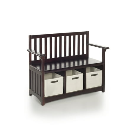 Classic Storage Bench with Bins - Espresso