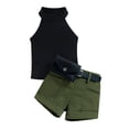 thumbnail image 1 of Gibobby Conjunto de sudadera y pantalón para niños Chaleco acanalado sin mangas para Niñass pequeñas de verano, Tops y pantalones cortos(Verde, 2-3 Años), 1 of 5