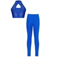 thumbnail image 3 of TTAO Girls 2 Piece Dance Outfits Sequins Crop Top with Leggings Pants Set for Gymnastics Practice Activewear Royal Blue 16, 3 of 4