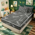thumbnail image 2 of meiyoeat Dark Gray Hand Drawn Dinosaur Zipper Twin Comforter Sets with Fitted Sheet and 2 Pillowcases for Men Women Kids, Chalk Style Wildlife Zipper Bedding Set, Gray White, Grey Reversible, 4pcs, 2 of 6