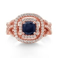 thumbnail image 2 of Gem Stone King 18K Rose Gold Plated Silver Blue Sapphire and White Moissanite Ring for Women (2.21 Cttw, Gemstone Birthstone, Cushion Cut 6MM, Available in Size 5, 6, 7, 8, 9), 2 of 4