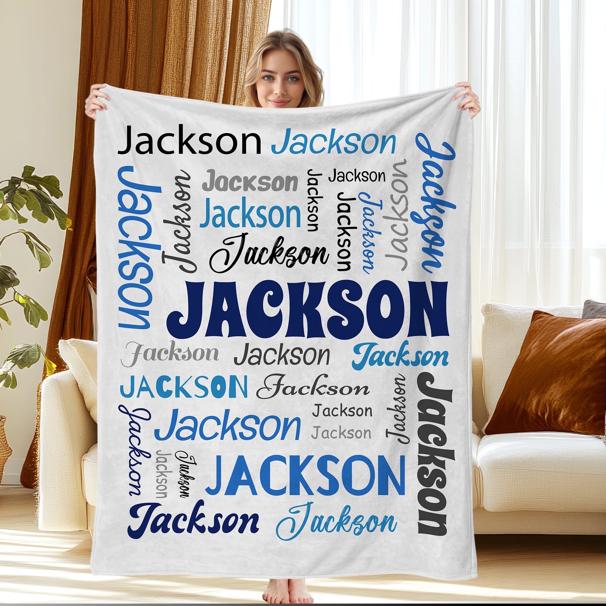 JML USA Print Custom Personalized Blanket with Name for Baby Girls and Boys , Customized Flannel Throw for Adults, Fast Delivery