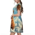 thumbnail image 2 of Goofa Sunshine Cloud Bulldog Pattern Women Summer Short Sleeve Midi Dress with Pockets Casual Aline Flowy Tshirt Dress Vocation Beach Sundress, 2 of 6