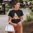 thumbnail image 3 of Women's Halloween T-Shirt Ghost Eating Ice Cream Graphic Cozy Cute Short Sleeve Cotton Tee Halloween Novelty Tee Top, 3 of 8