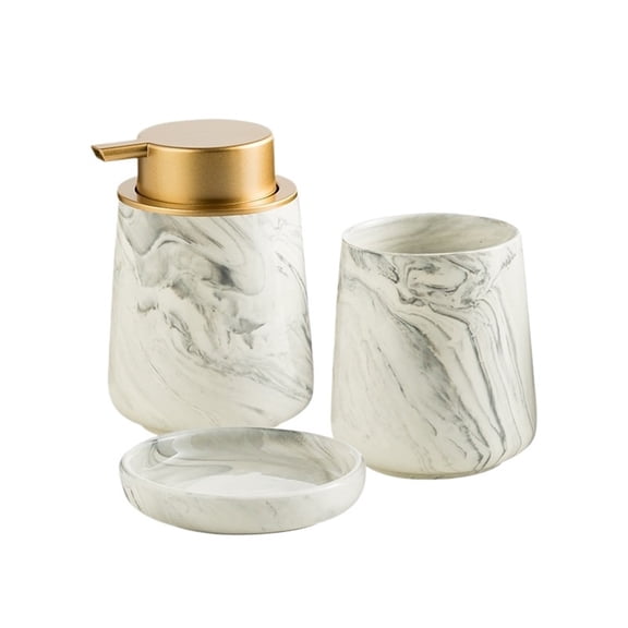 Ceramic Marble Pattern Soap Dispenser Three-piece Set Light Luxury Bathroom Toiletries
