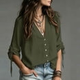 thumbnail image 7 of Horkkom Button Down Shirts for Women Long Sleeve V Neck Linen Shirts Trendy Solid Color Loose Casual Tops L, 7 of 7