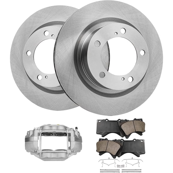 Detroit Axle - 13.94 Inch Front Disc Rotors   Ceramic Brake Pads & Right Caliper Replacement for 2008-2016 Toyota Sequoia Tundra - 5pc Set