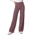 thumbnail image 6 of Women's High Waisted Yoga Pants Fashion Solid Color Casual Sweatpants Trousers Purple Pink 2XL, 6 of 7