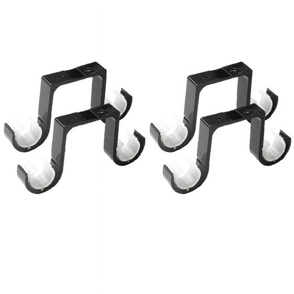 NEW 4Pcs Double Curtain Rod Brackets Ceiling Mount Supports Aluminum Alloy Black
