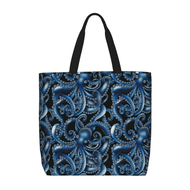Fotbe Octopus Bolsa Tote con Estampado para Mujer, Bolsos con Cremallera, Bolsa de Hombro Casual de Gran Capacidad con Bolsillos Internos