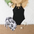thumbnail image 2 of Godom Girls Swimsiut One-Piece Bathing Suit with Mesh Cover Ups Adjustable Straps Cut Out Swimwear Size 7-16,Black, 2 of 5