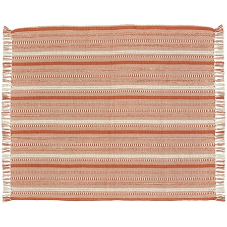 Nourison Life Styles Moroccan Stripes Orange 50" x 60" Throw Blanket