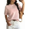 thumbnail image 1 of Suéteres de Verano para Mujer, de Corta, Cuello Redondo, Ligeros, Holgados, Elegantes, Informales, Tipo Blusa Rosa L, 1 of 8