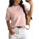 thumbnail image 1 of Suéteres de Verano para Mujer, de Corta, Cuello Redondo, Ligeros, Holgados, Elegantes, Informales, Tipo Blusa Rosa XL, 1 of 8