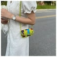 thumbnail image 6 of New  High Quality Rainbow Collision Color PU Chain Shoulder Bag Fashion Small Square Bag Single Shoulder Underarm Bag WHITE, 6 of 8